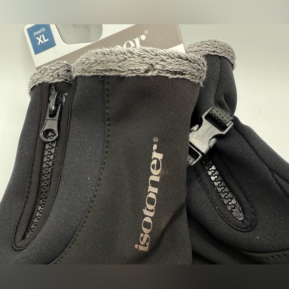ISOTONER Men's Black SmartDri Fleece inside Gloves Eco comfort PFC free size XL - Picture 5 of 6